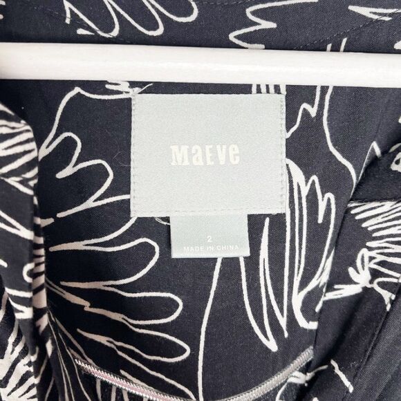 ANTHROPOLOGIE MAEVE Bird Print Black & White Button Up Blouse  - Picture 4 of 8